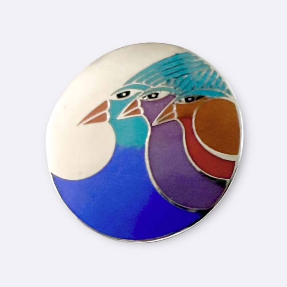 Vintage Laurel Burch Celestial Birds Brooch Pin